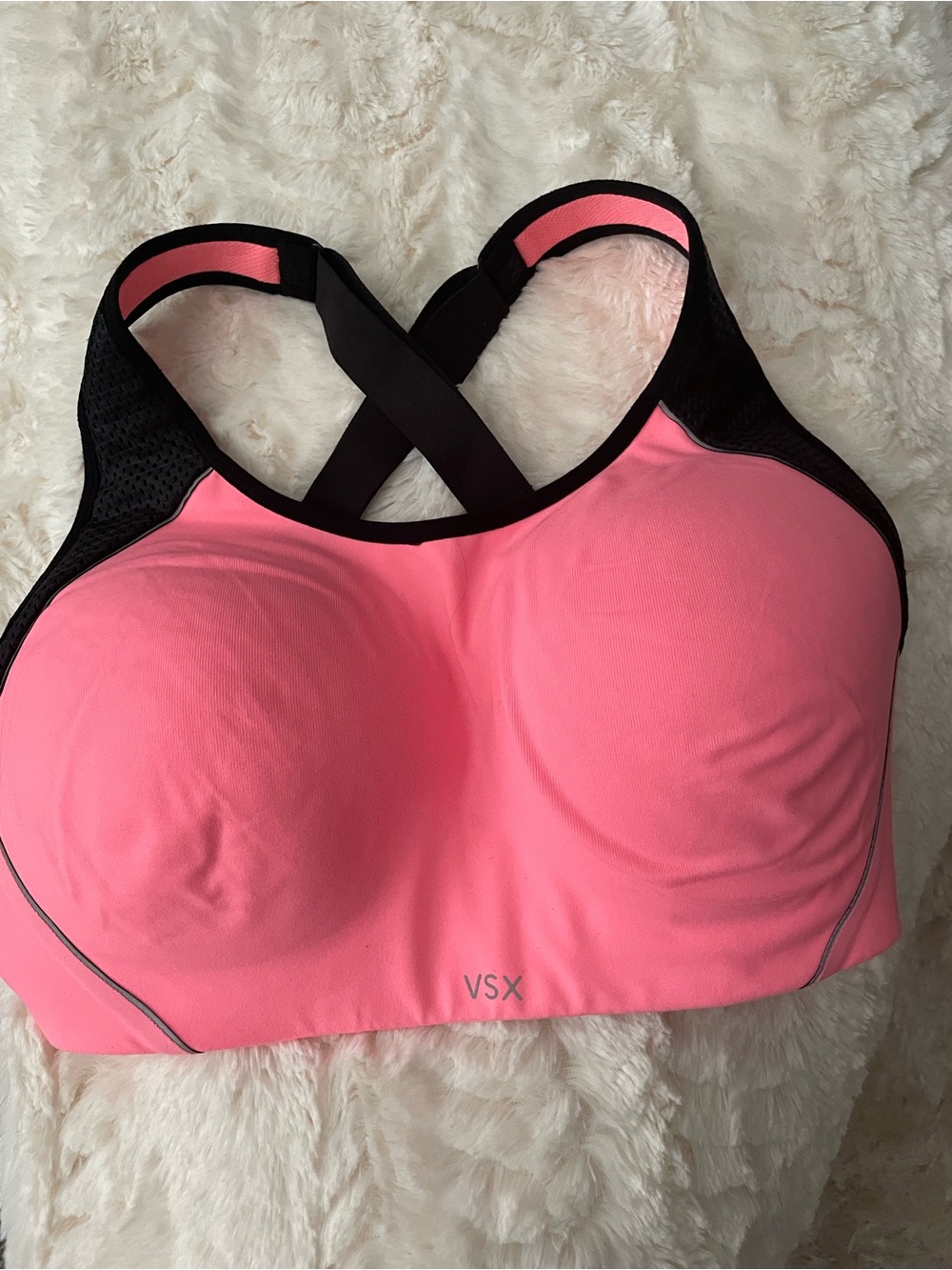 VSX Pink and Black Crossback High-Impact Sports Bra
